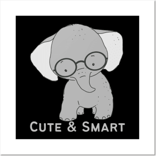 Lovely Cute and Smart Sweet little elephant in glasses cute baby outfit Posters and Art